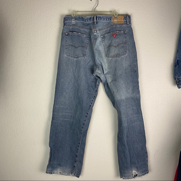 Guess Vintage Distressed Jeans Mens Size 38X32 - Picture 5 of 8